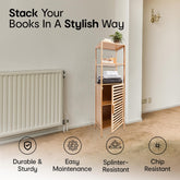 Anko 5 Tier Slatted Bamboo Tall Shelf | Multi-Drawer Bathroom & Livingroom Organizer, Storage Shelf/Rack, Bedroom Furniture, Office/Home Decoration| 145cm (H) X 32cm (W) X 30cm (D) | 15KG Capacity